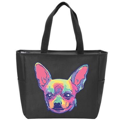 Tie Dye Chihuahua Zip Tote Bag