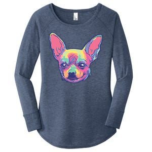 Tie Dye Chihuahua Women's Perfect Tri Tunic Long Sleeve Shirt