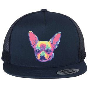 Tie Dye Chihuahua Flat Bill Trucker Hat