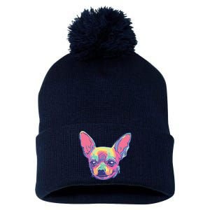 Tie Dye Chihuahua Pom Pom 12in Knit Beanie