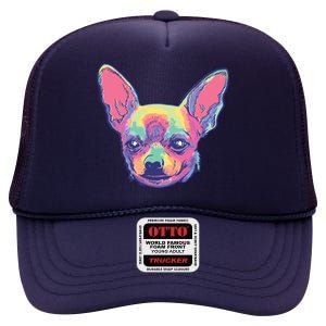 Tie Dye Chihuahua High Crown Mesh Back Trucker Hat