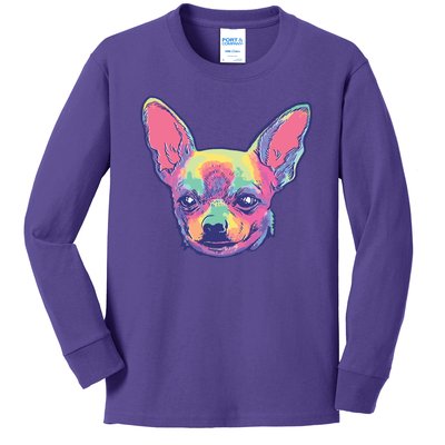 Tie Dye Chihuahua Kids Long Sleeve Shirt