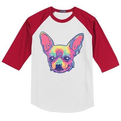 Tie Dye Chihuahua Kids Colorblock Raglan Jersey