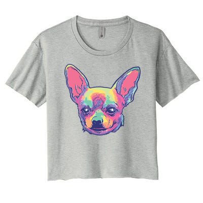 Tie Dye Chihuahua Women's Crop Top Tee