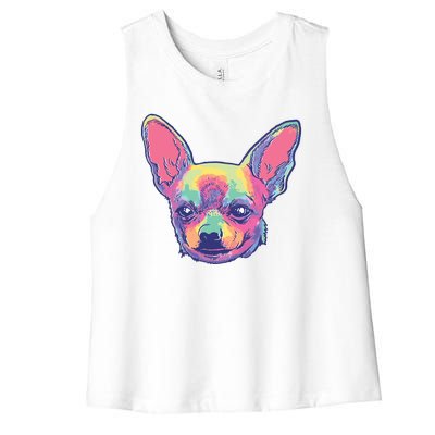 Tie Dye Chihuahua Women's Racerback Cropped Tank