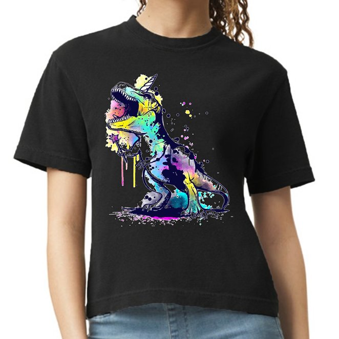 Tie Dye Colorful Trex Dinosaur Comfort Colors Boxy T-Shirt