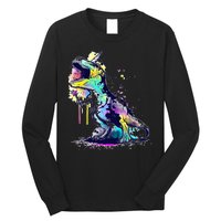 Tie Dye Colorful Trex Dinosaur Long Sleeve Shirt