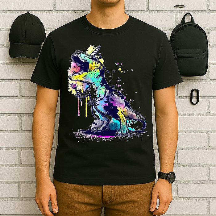 Tie Dye Colorful Trex Dinosaur T-Shirt