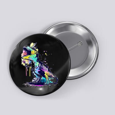 Tie Dye Colorful Trex Dinosaur Button