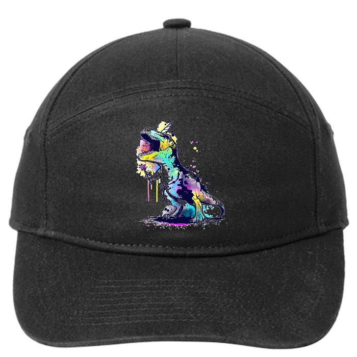 Tie Dye Colorful Trex Dinosaur 7-Panel Snapback Hat