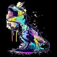 Tie Dye Colorful Trex Dinosaur 7-Panel Snapback Hat