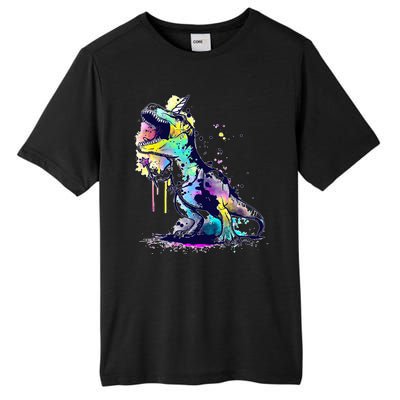 Tie Dye Colorful Trex Dinosaur Tall Fusion ChromaSoft Performance T-Shirt