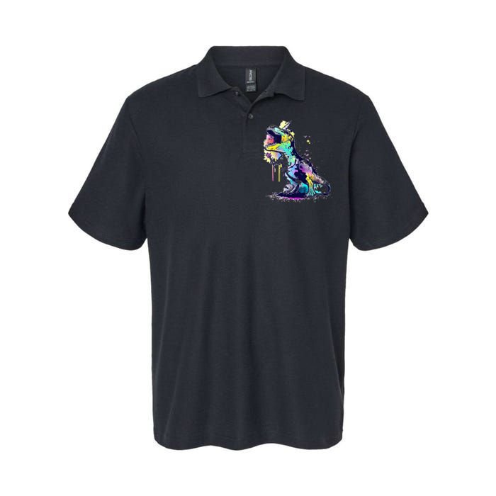 Tie Dye Colorful Trex Dinosaur Softstyle Adult Sport Polo