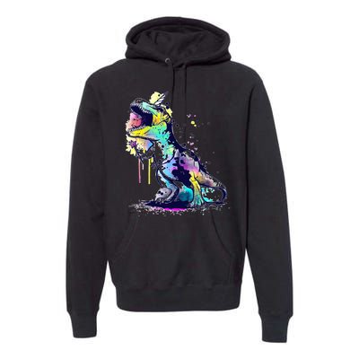 Tie Dye Colorful Trex Dinosaur Premium Hoodie