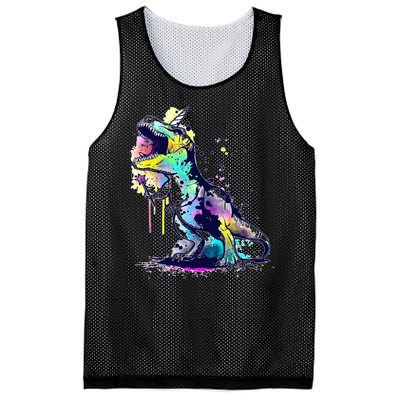 Tie Dye Colorful Trex Dinosaur Mesh Reversible Basketball Jersey Tank