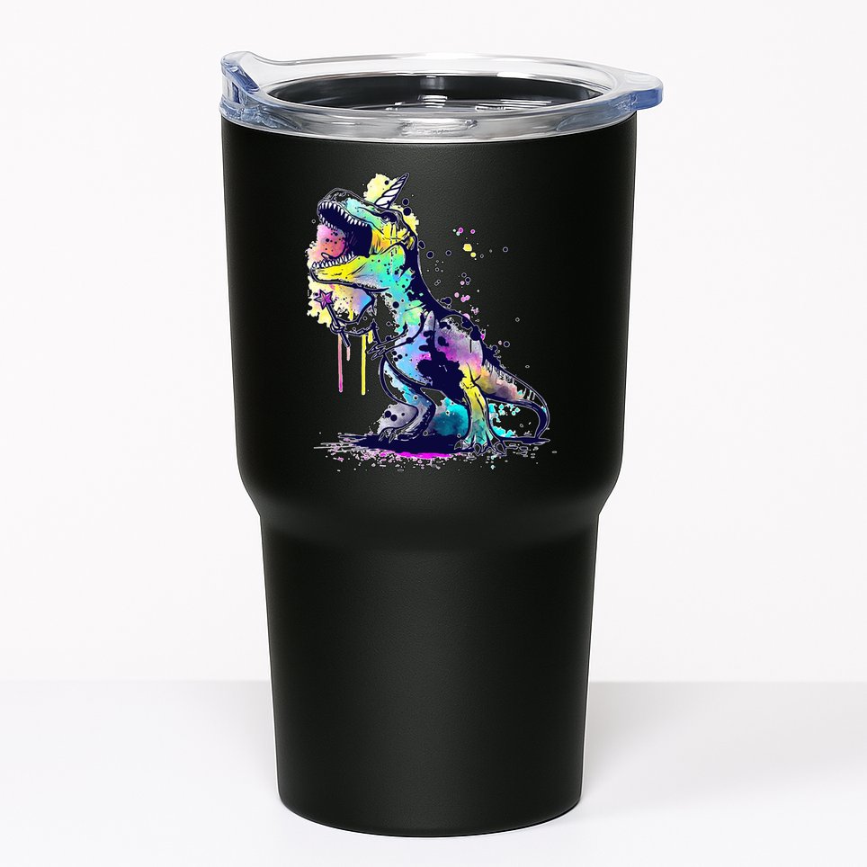 Tie Dye Colorful Trex Dinosaur Tumbler
