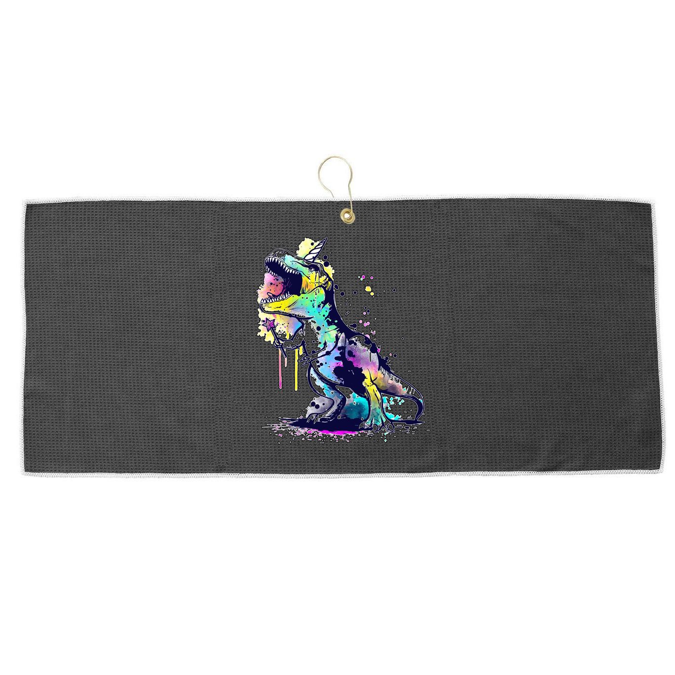Tie Dye Colorful Trex Dinosaur Large Microfiber Waffle Golf Towel