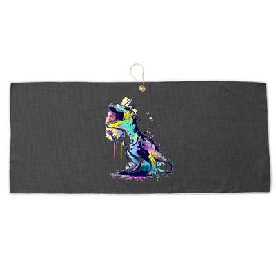 Tie Dye Colorful Trex Dinosaur Large Microfiber Waffle Golf Towel