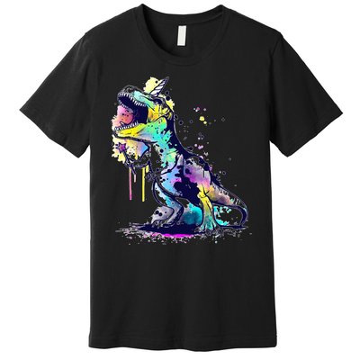 Tie Dye Colorful Trex Dinosaur Premium T-Shirt