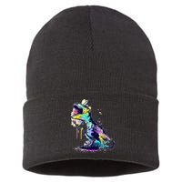 Tie Dye Colorful Trex Dinosaur Sustainable Knit Beanie