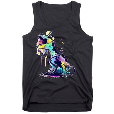 Tie Dye Colorful Trex Dinosaur Tank Top