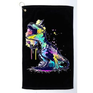 Tie Dye Colorful Trex Dinosaur Platinum Collection Golf Towel