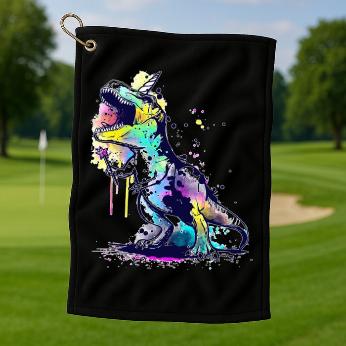 Tie Dye Colorful Trex Dinosaur Golf Towel