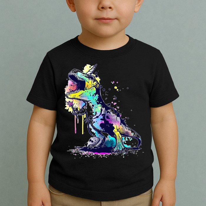 Tie Dye Colorful Trex Dinosaur Toddler T-Shirt