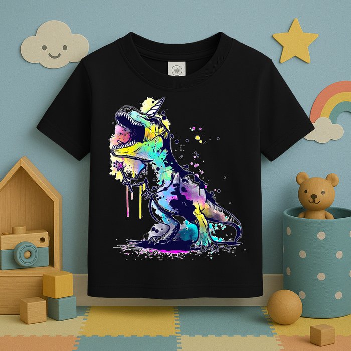 Tie Dye Colorful Trex Dinosaur Toddler T-Shirt