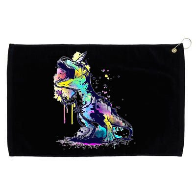 Tie Dye Colorful Trex Dinosaur Grommeted Golf Towel