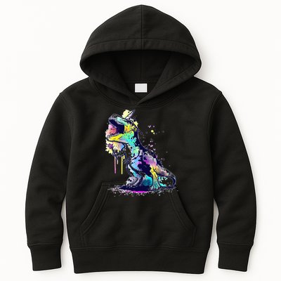 Tie Dye Colorful Trex Dinosaur Kids Hoodie