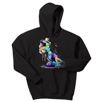 Tie Dye Colorful Trex Dinosaur Kids Hoodie