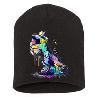 Tie Dye Colorful Trex Dinosaur Short Acrylic Beanie