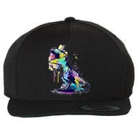 Tie Dye Colorful Trex Dinosaur Wool Snapback Cap