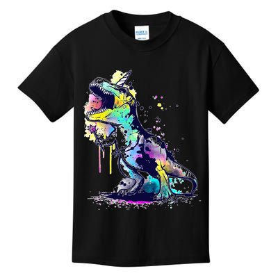Tie Dye Colorful Trex Dinosaur Kids T-Shirt