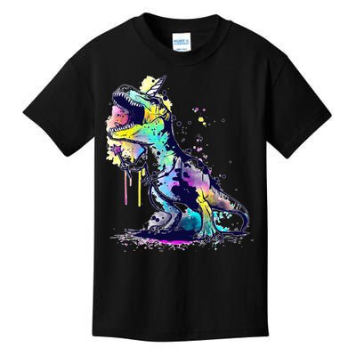 Tie Dye Colorful Trex Dinosaur Kids T-Shirt