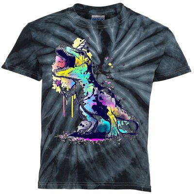 Tie Dye Colorful Trex Dinosaur Kids Tie-Dye T-Shirt