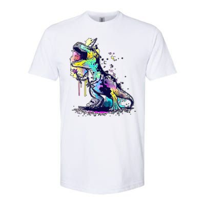 Tie Dye Colorful Trex Dinosaur Softstyle CVC T-Shirt