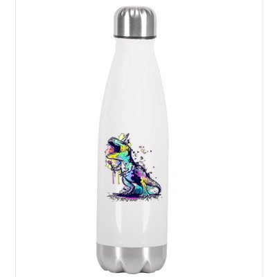 Tie Dye Colorful Trex Dinosaur Stainless Steel Insulated Water Bottle