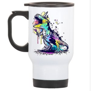 Tie Dye Colorful Trex Dinosaur Stainless Steel Travel Mug