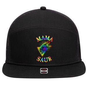 Tie Dye Mama Saur Mamasaurus T-Rex Dinosaur 7 Panel Mesh Trucker Snapback Hat