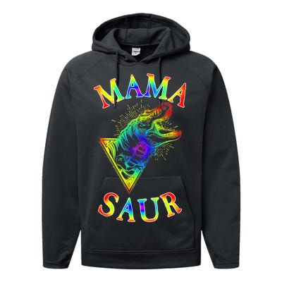 Tie Dye Mama Saur Mamasaurus T-Rex Dinosaur Performance Fleece Hoodie