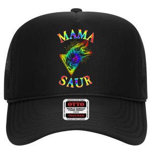 Tie Dye Mama Saur Mamasaurus T-Rex Dinosaur High Crown Mesh Back Trucker Hat