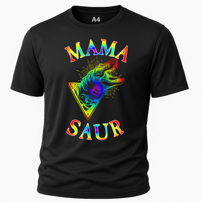 Tie Dye Mama Saur Mamasaurus T-Rex Dinosaur Cooling Performance Crew T-Shirt