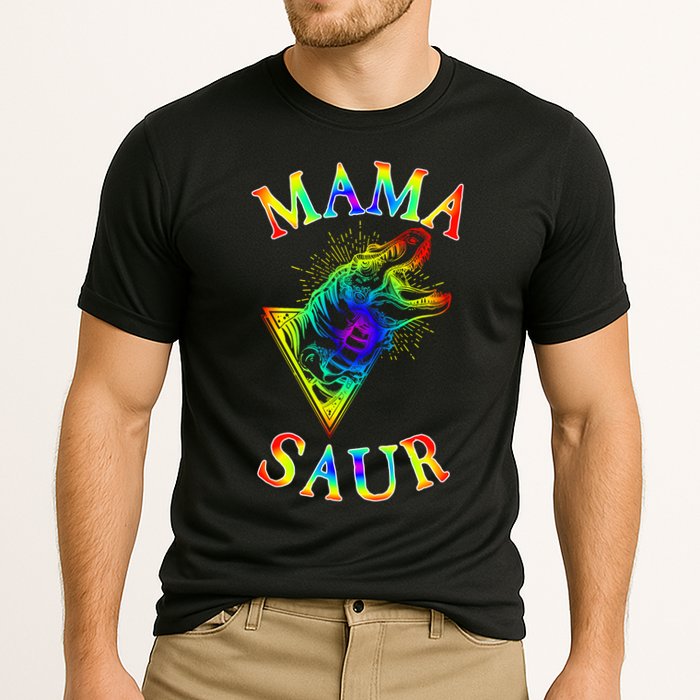 Tie Dye Mama Saur Mamasaurus T-Rex Dinosaur Cooling Performance Crew T-Shirt