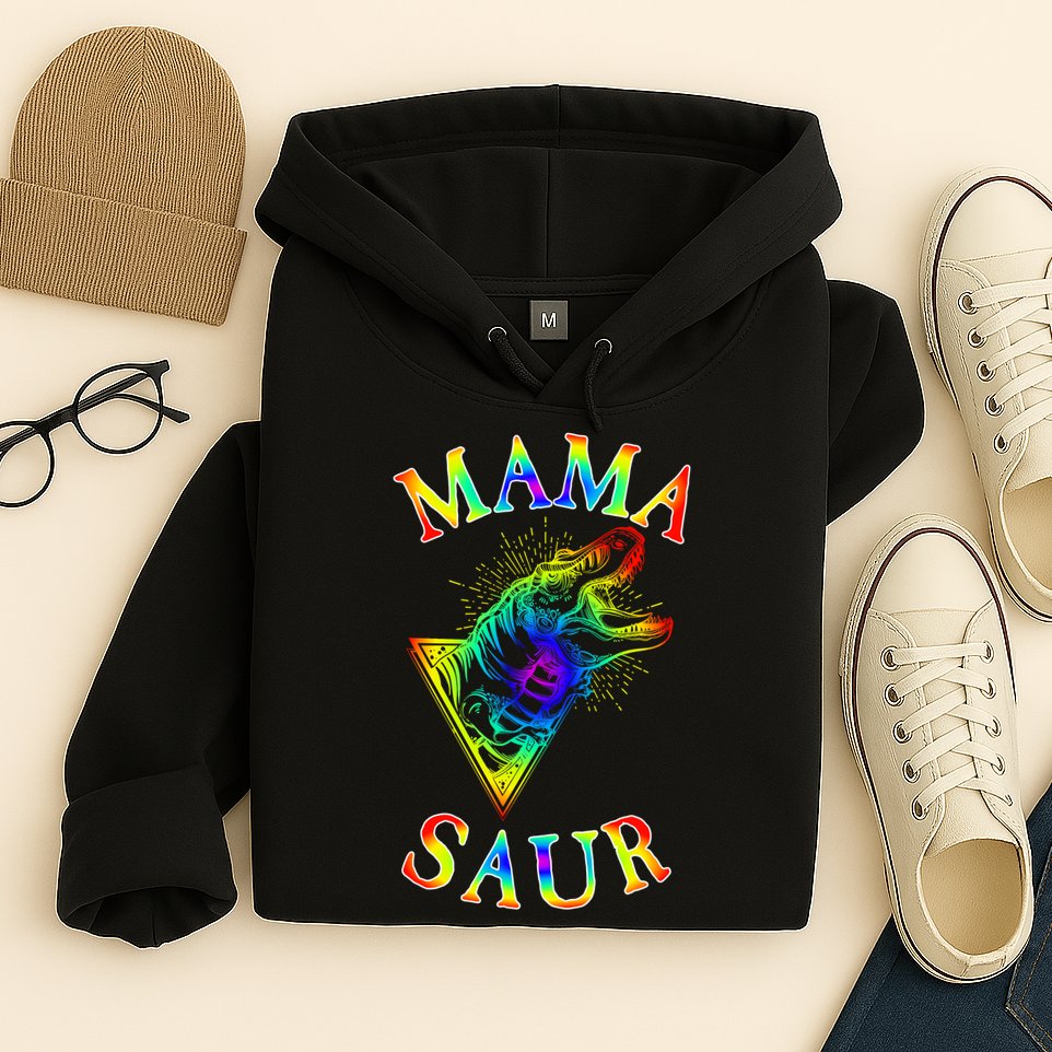 Tie Dye Mama Saur Mamasaurus T-Rex Dinosaur Hoodie