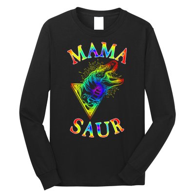 Tie Dye Mama Saur Mamasaurus T-Rex Dinosaur Long Sleeve Shirt