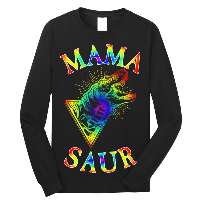 Tie Dye Mama Saur Mamasaurus T-Rex Dinosaur Long Sleeve Shirt