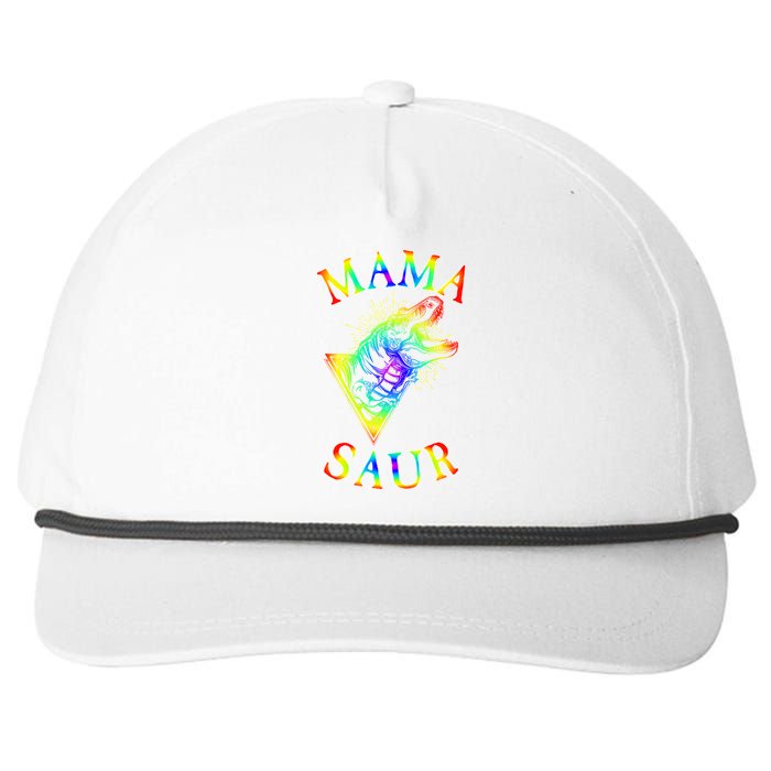 Tie Dye Mama Saur Mamasaurus T-Rex Dinosaur Snapback Five-Panel Rope Hat