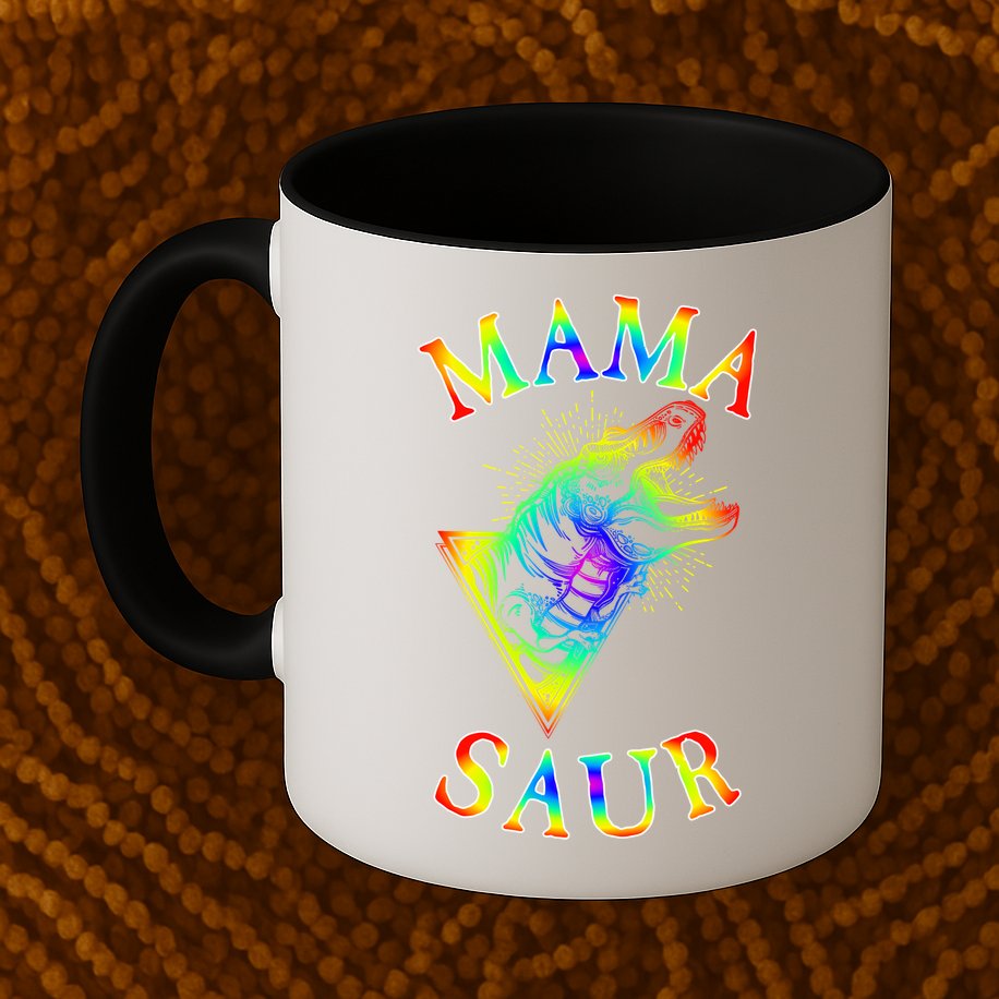 Tie Dye Mama Saur Mamasaurus T-Rex Dinosaur Mug